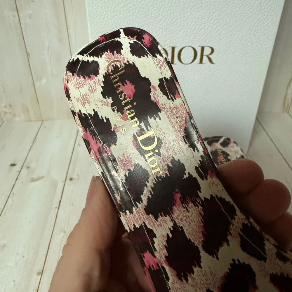 Christian Dior Mizza Embroidered Cotton Dway Slide Sandal Dark Ruby Sz 39 / 9 - Picture 9 of 13